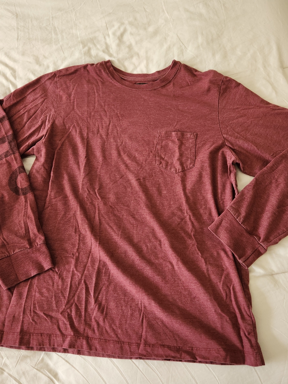 Men's Long-Sleeve Pocket Tee - Burgundy